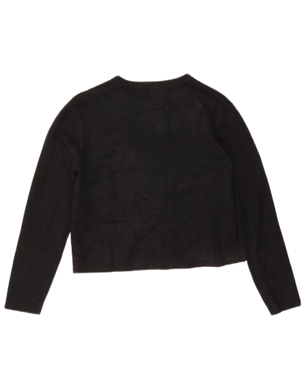 Zara Suéter Cardigan Crop Feminino Reino Unido 10 Pequeno Preto