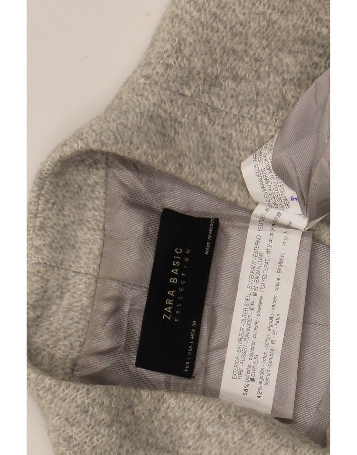 Sobretudo feminino Zara UK 14 grande poliéster cinza