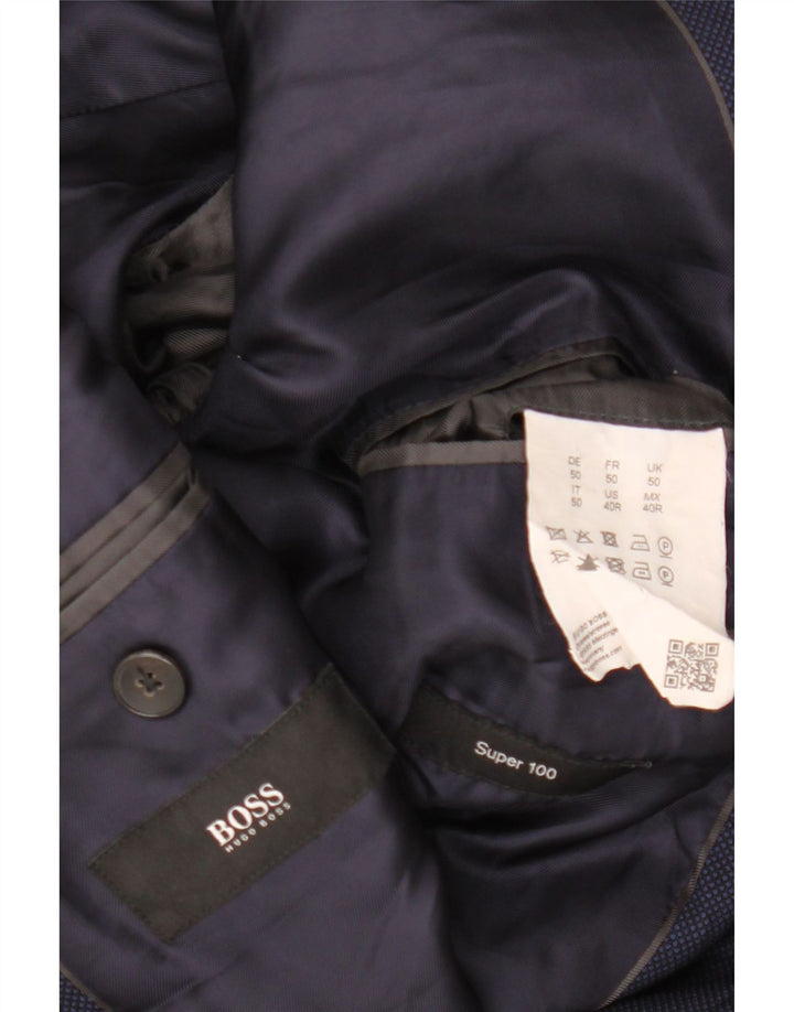 Jaqueta blazer masculina de 2 botões HUGO BOSS IT 50 grande azul marinho