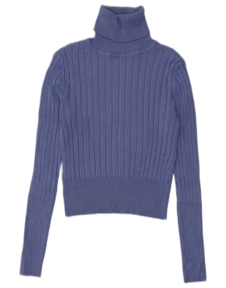 Zara Suéter feminino cropped com gola redonda Reino Unido 12 médio roxo