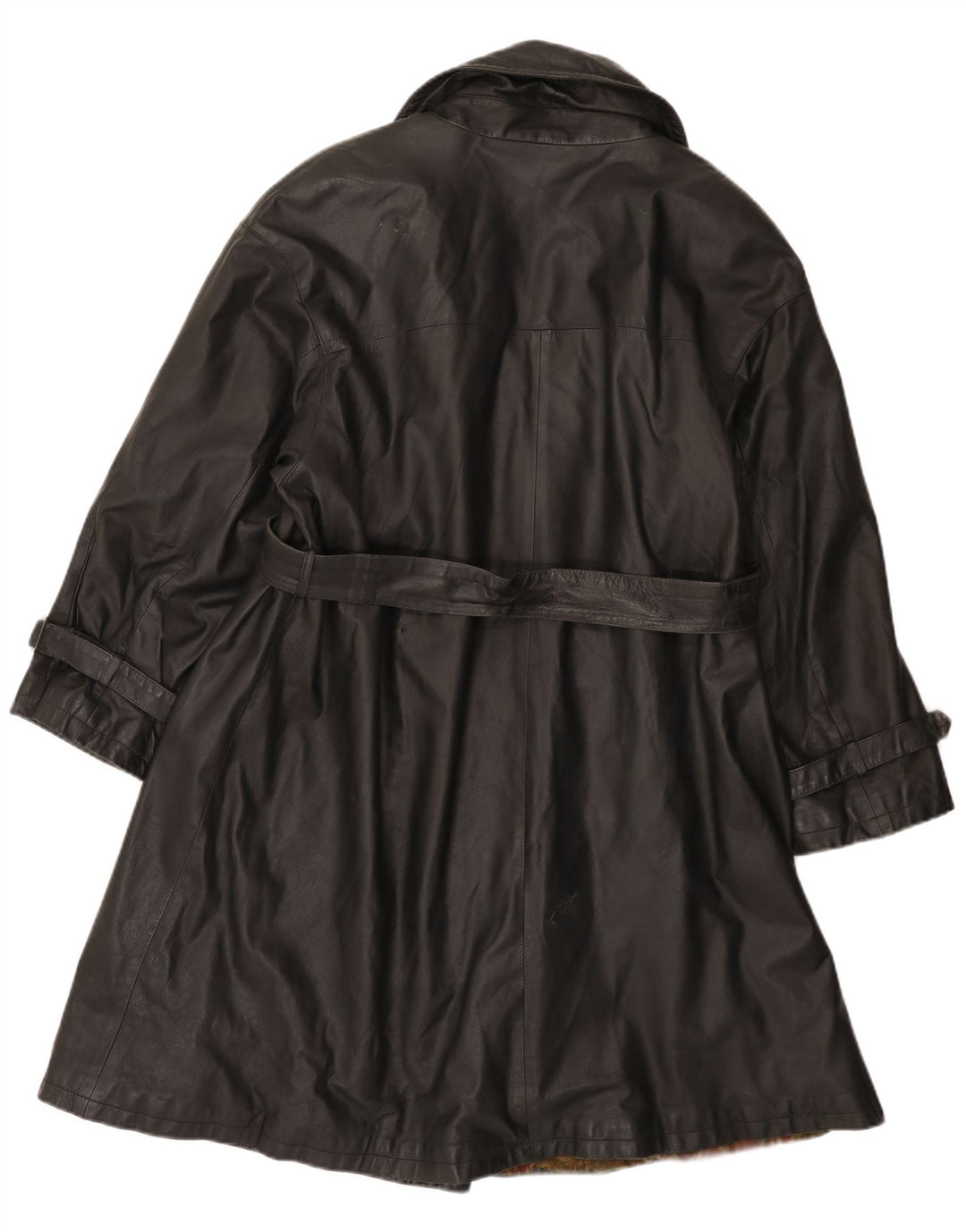 Casaco feminino vintage de couro com peito duplo IT 44 couro preto médio
