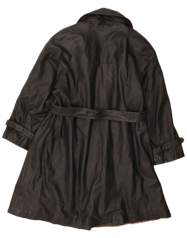 Casaco feminino vintage de couro com peito duplo IT 44 couro preto médio
