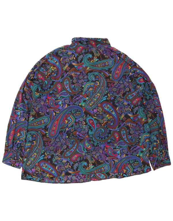 Camisa feminina vintage UK 24 4XL Paisley multicolorido