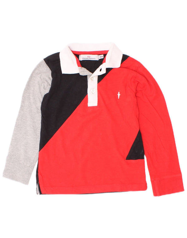Camisa polo de rugby masculina Cesare Paciotti 4US 2-3 anos vermelho bloco colorido