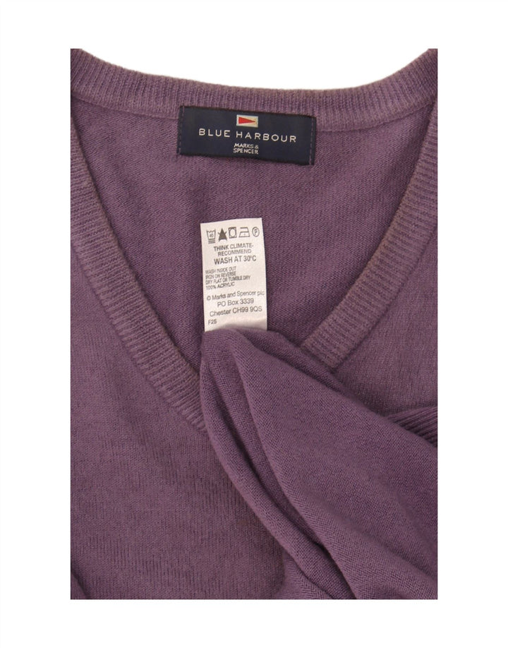 Suéter masculino Marks & Spencer Blue Harbor com decote em V grande roxo
