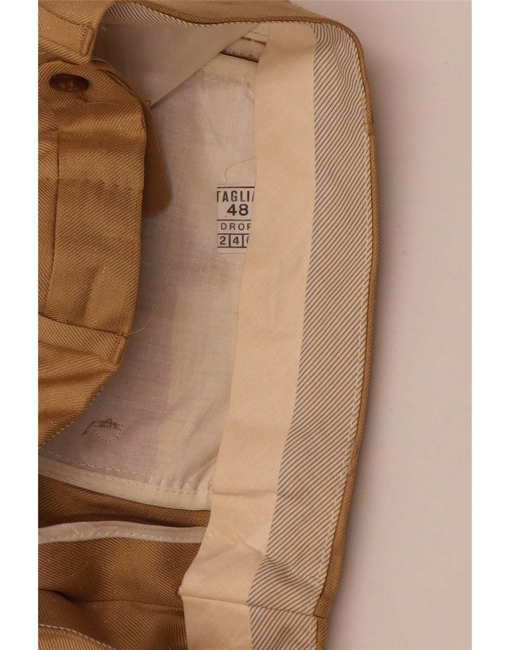 Calça vintage masculina de terno reto IT 48 Médio W30 L32 Bege