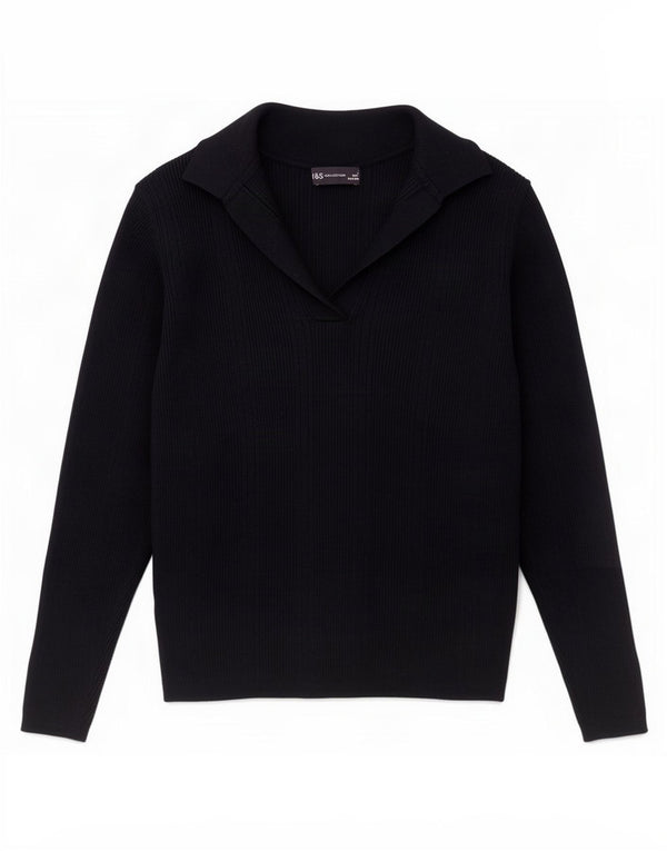 Marks & Spencer Womens Polo Neck Jumper Sweater UK 14 Medium Navy Blue