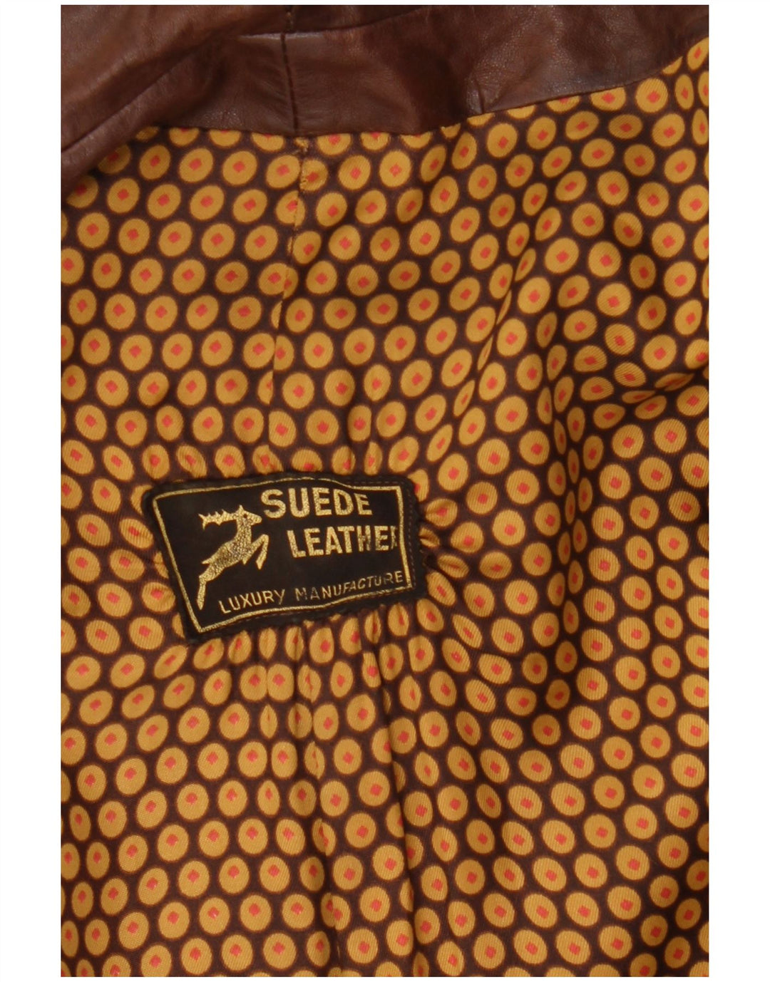 Casaco de couro vintage masculino com peito duplo Reino Unido 36 couro marrom pequeno