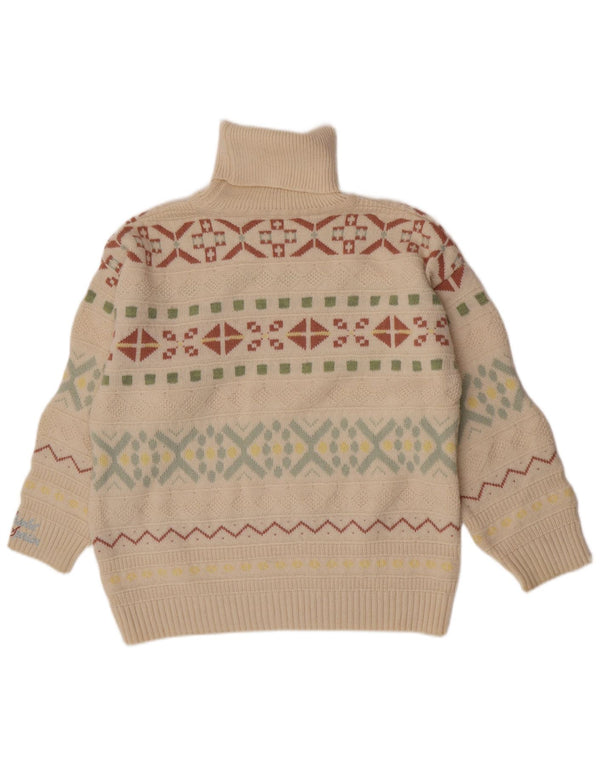 Suéter feminino vintage com gola redonda Reino Unido 16 grande branco Fair Isle