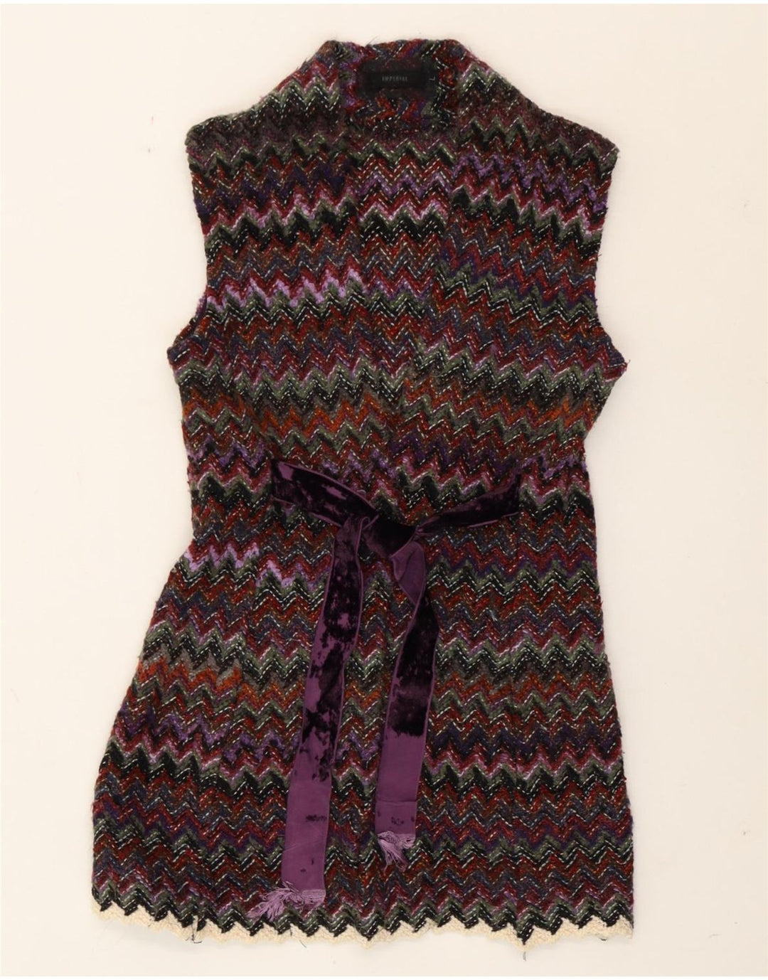 Suéter cardigã feminino vintage Reino Unido 10 Chevron pequeno multicolorido