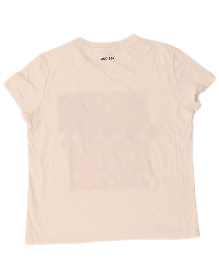 Desigual Camiseta feminina gráfica Top UK 12 Médio Branco