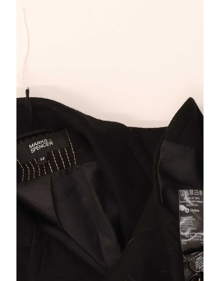 Jaqueta blazer feminina de 2 botões Marks & Spencer Reino Unido 12 poliéster preto médio