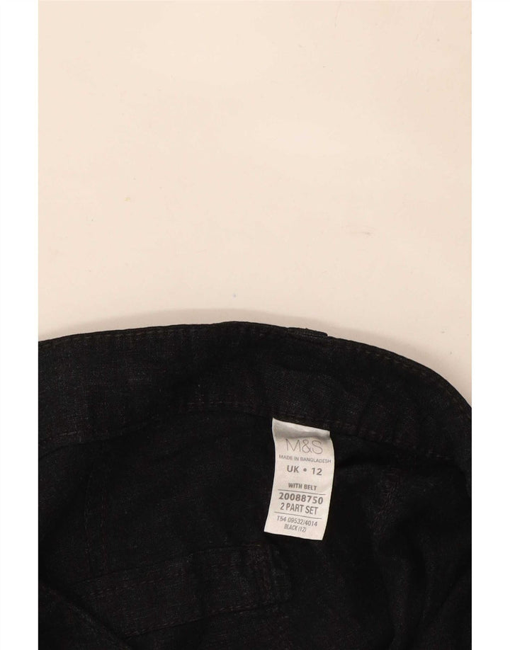 Calça capri feminina Marks & Spencer Reino Unido 12 médio W32 linho preto