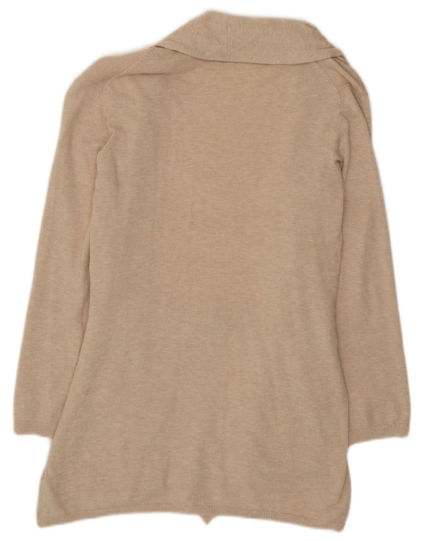 Suéter cardigã feminino Zara Longline Reino Unido 12 viscose bege médio