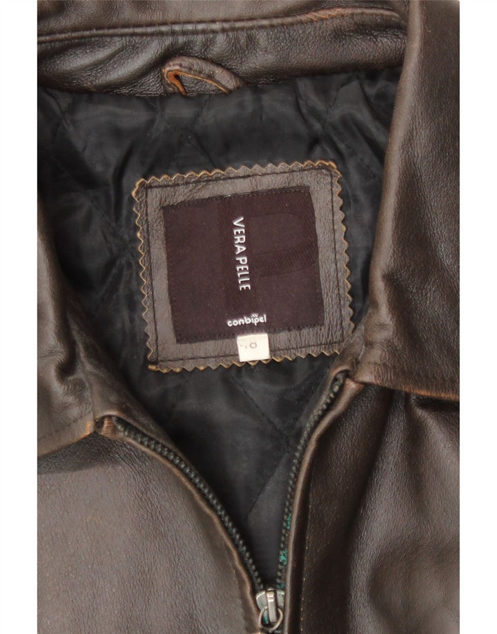 Jaqueta de couro masculina Conbipel IT 48 couro marrom médio