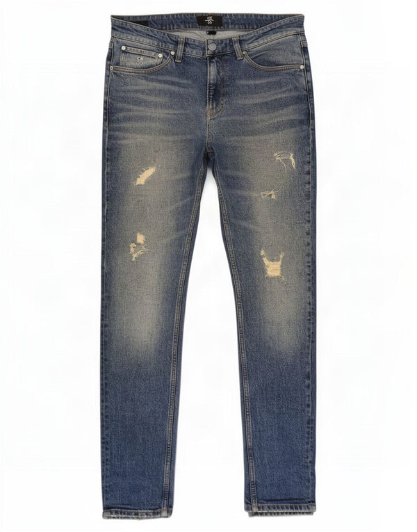 Calvin Klein Jeans masculino desgastado slim W32 L32 algodão azul