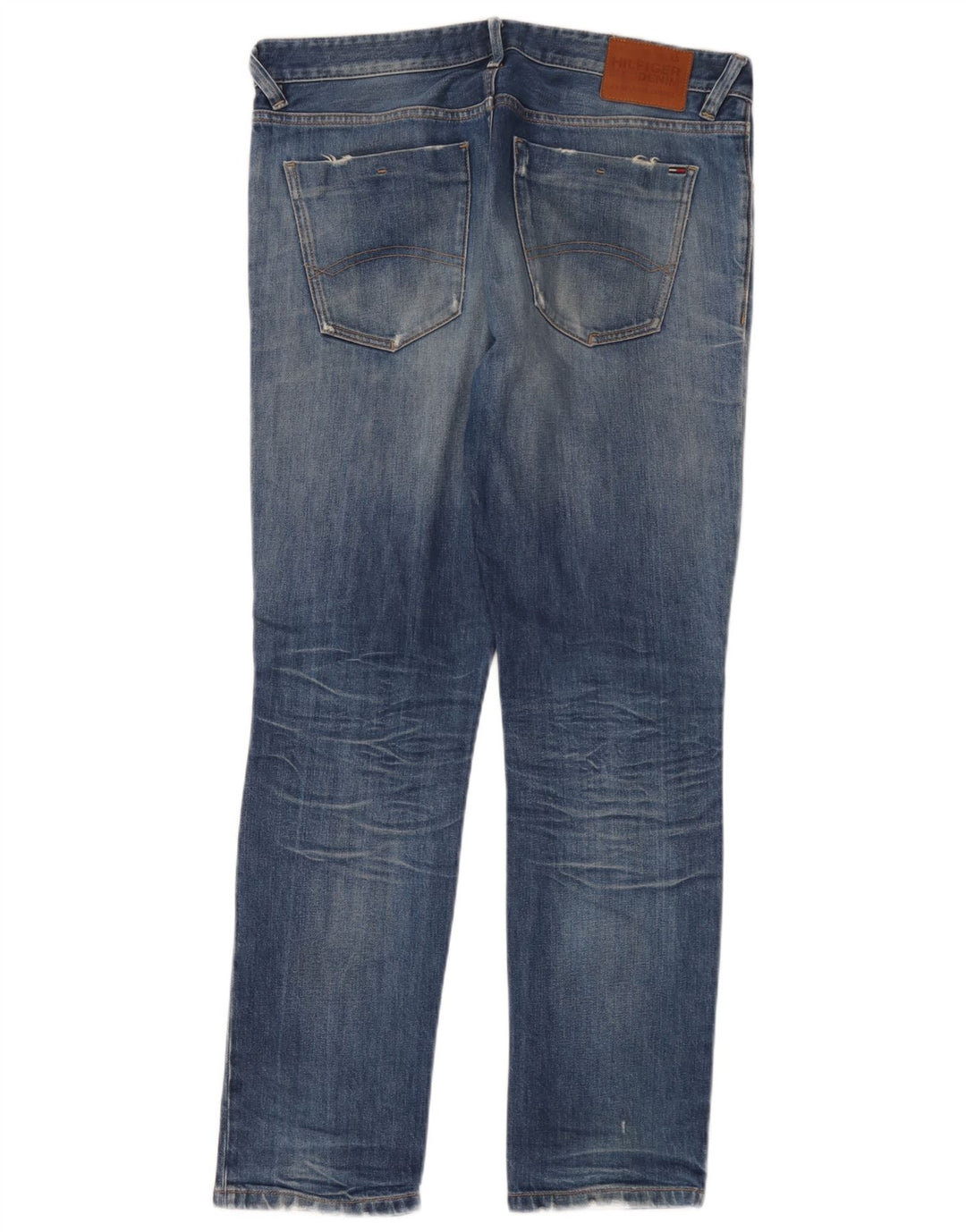 Tommy Hilfiger Masculino Distressed Slim Jeans W34 L32 Azul Algodão