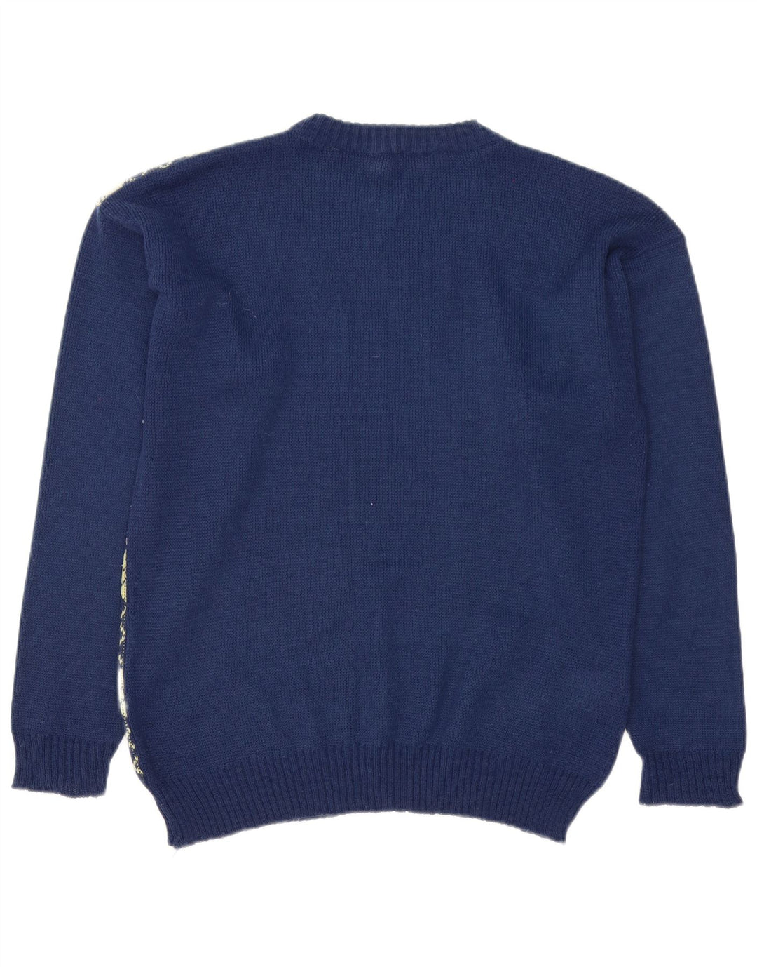 Suéter vintage masculino com gola canoa médio azul marinho Argyle/Diamante