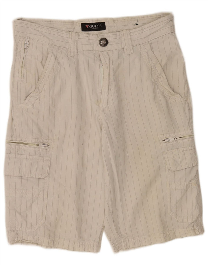 Guess Mens Cargo Shorts W31 Médio Algodão Listrado Branco