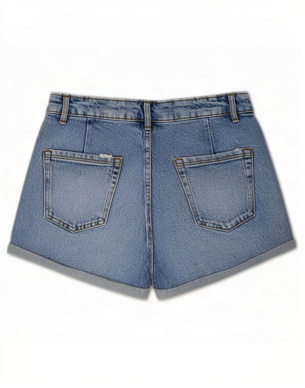 Shorts jeans feminino Zara EU 34 2XS W24 azul algodão
