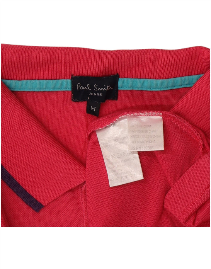 Camisa polo masculina Paul Smith de algodão rosa médio