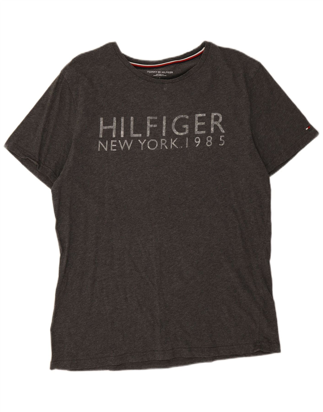 Tommy Hilfiger Camiseta masculina gráfica grande algodão cinza