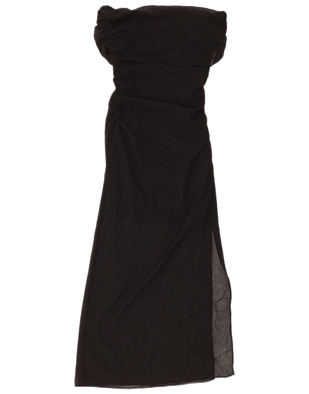 Vestido maxi feminino ZARA com ombros de fora UK 8 pequeno poliéster preto