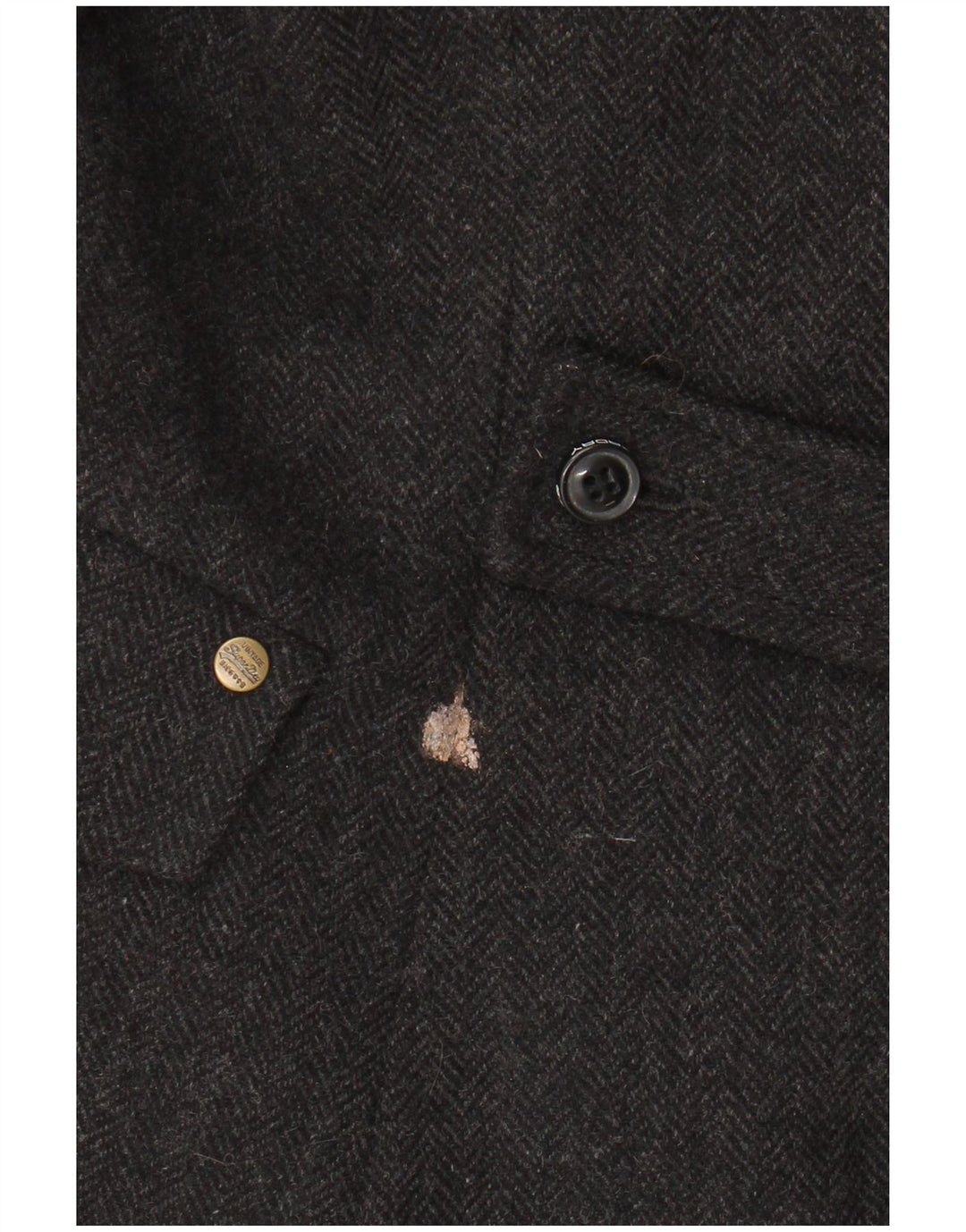 Jaqueta blazer feminina SUPERDRY com 2 botões Reino Unido 12 lã espinha de peixe cinza médio