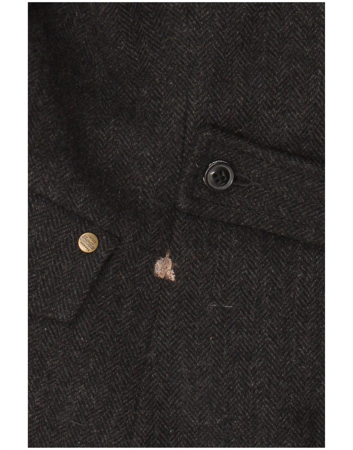 Jaqueta blazer feminina SUPERDRY com 2 botões Reino Unido 12 lã espinha de peixe cinza médio