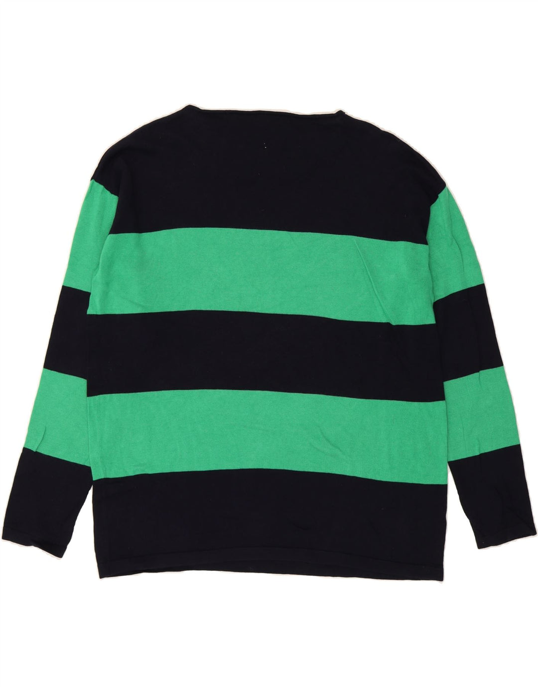CHAPS Womens Boat Neck Jumper Sweater UK 18 XL Green Striped Cotton Vintage Chaps and Second-Hand Chaps from Messina Hembry 