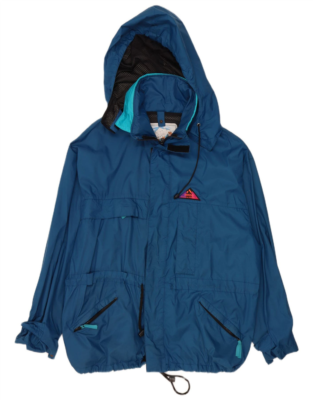 Jaqueta de chuva masculina Aesse com capuz e ajuste solto Reino Unido 40 grande azul