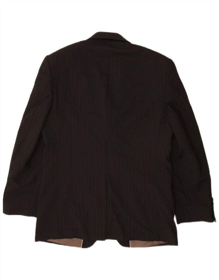 Jaqueta blazer masculina de 3 botões Marks & Spencer Reino Unido 38 risca de giz preta média