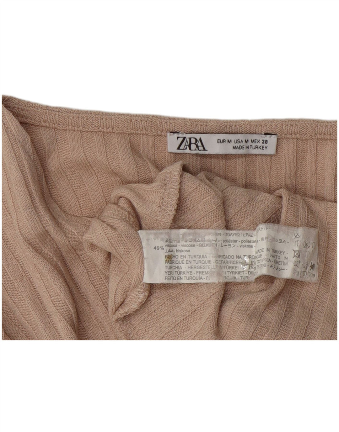 Blusa feminina Zara Top UK 12 poliéster bege médio