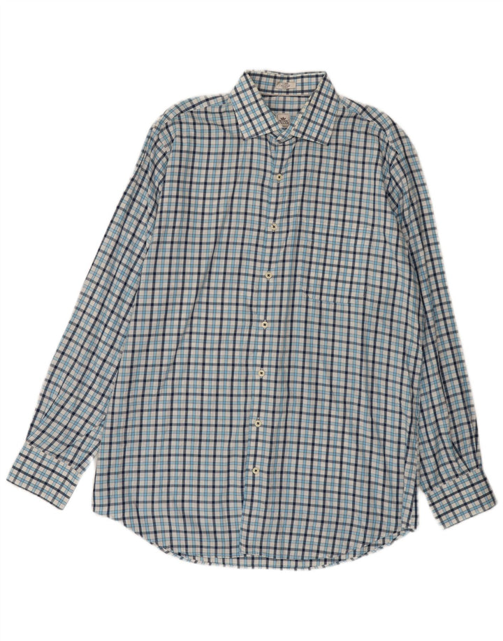 Camisa masculina Peter Millar grande algodão xadrez azul
