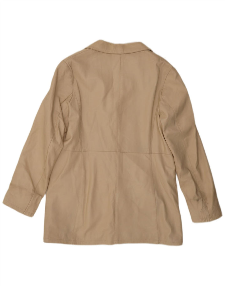 Jaqueta blazer feminina vintage de couro com 3 botões IT 48 XL couro bege