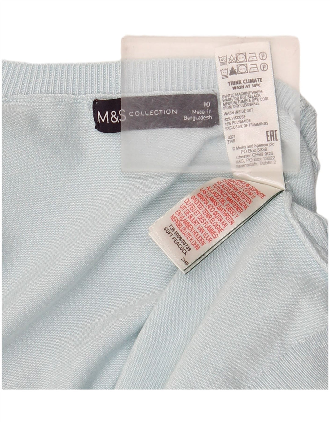 Suéter feminino Marks & Spencer com gola redonda e gola redonda Reino Unido 10 pequeno azul