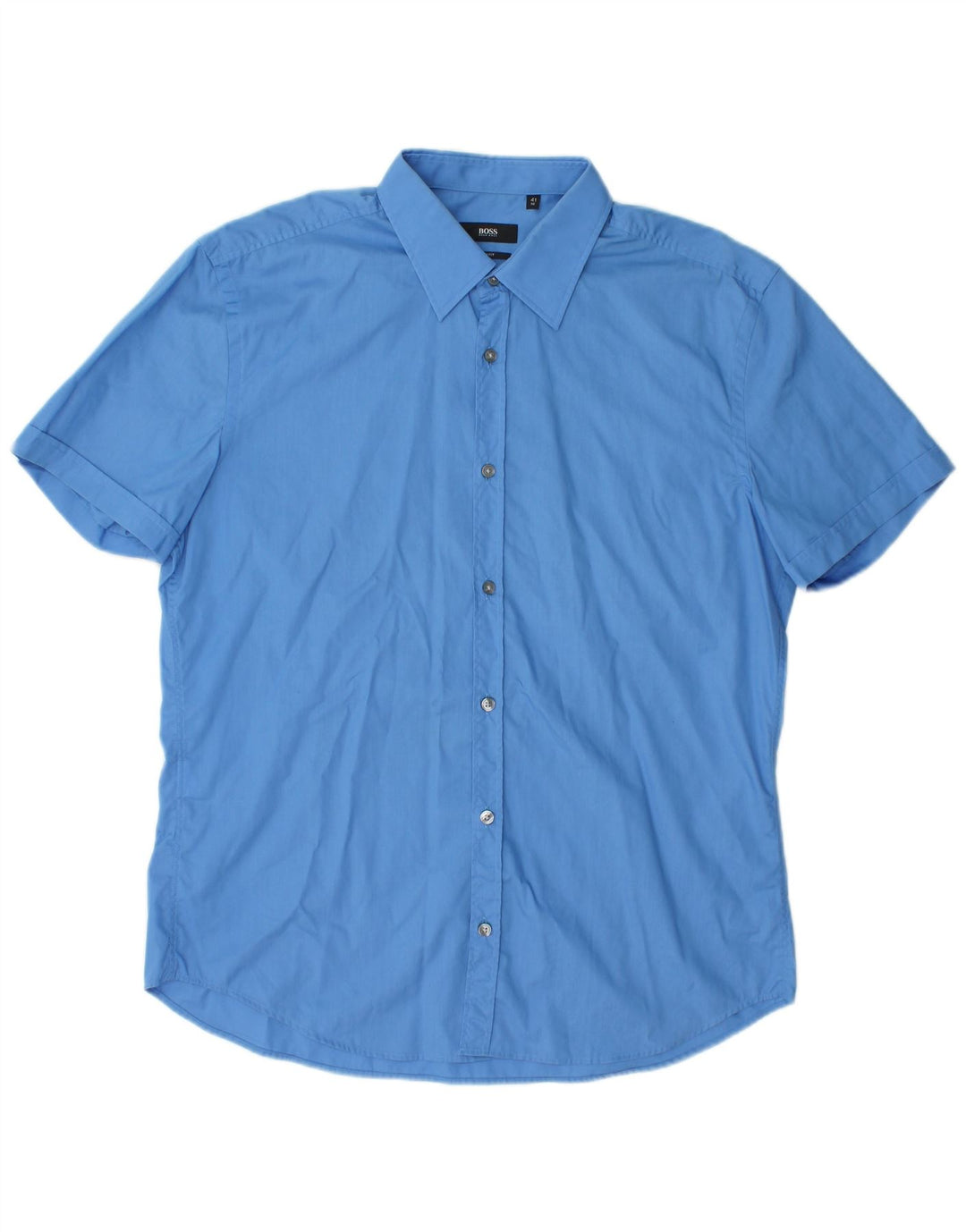 Camisa masculina Hugo Boss manga curta slim fit tamanho 41 16 grande algodão azul