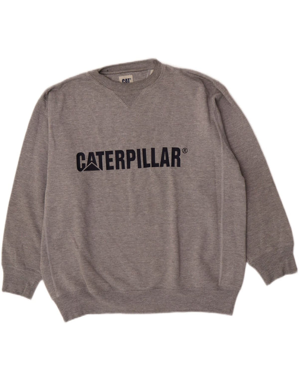 CAT Mens Graphic Loose Fit Moletom Jumper Médio Algodão Cinza