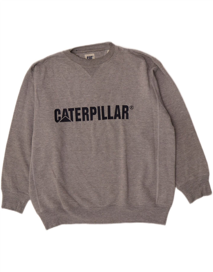 CAT Mens Graphic Loose Fit Moletom Jumper Médio Algodão Cinza