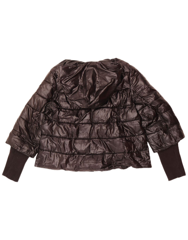 Jaqueta acolchoada com capuz feminina Guess UK 14 grande poliéster preto