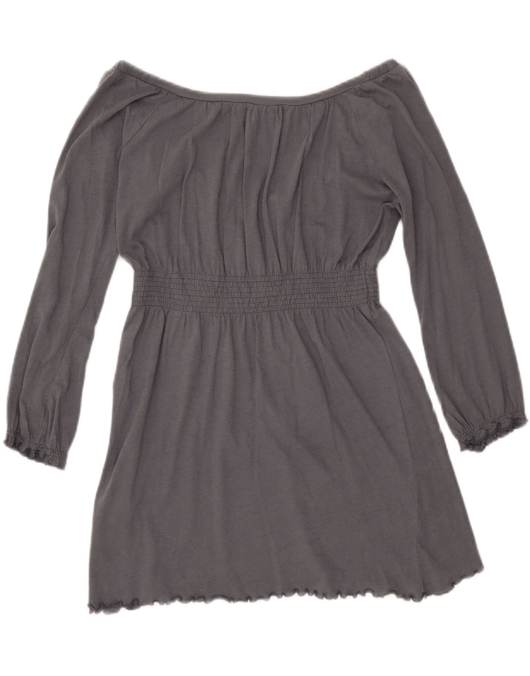 ZARA Blusa feminina Trafaluc manga 3/4 Top Reino Unido 12 algodão cinza médio