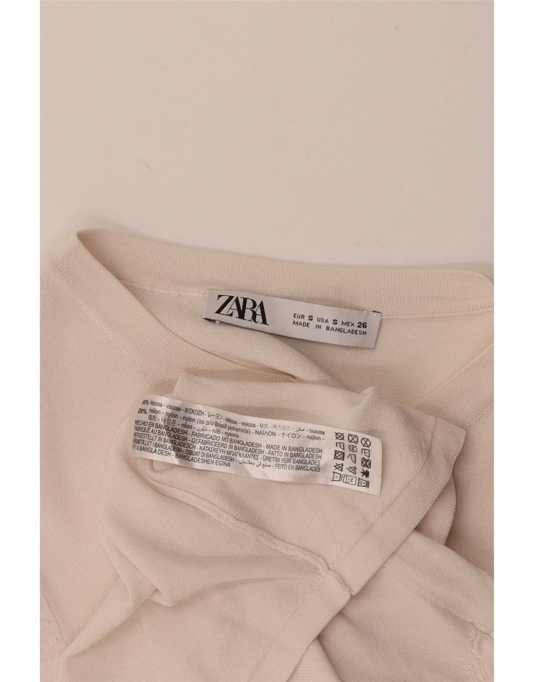 Zara Camiseta Feminina Crop Top UK 8 Pequena Viscose Branca