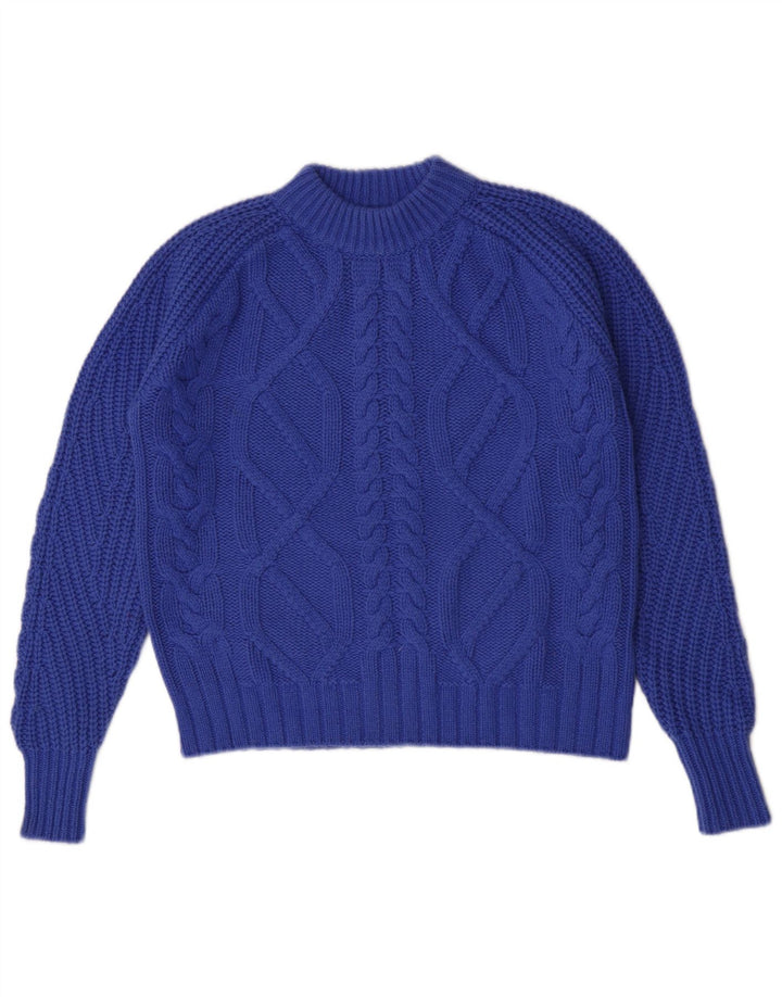 Suéter feminino Marks & Spencer Autograph com gola tartaruga Reino Unido 8 pequeno azul