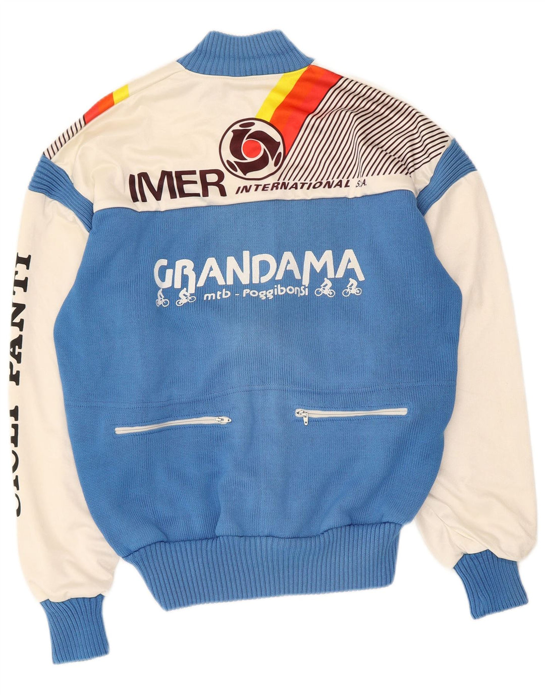 Jaqueta de agasalho gráfico masculino vintage IT 50 bloco colorido azul médio