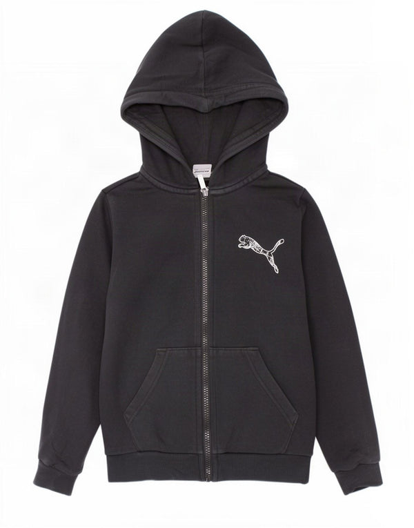 Suéter Puma Boys Graphic Zip com capuz 9-10 anos algodão preto