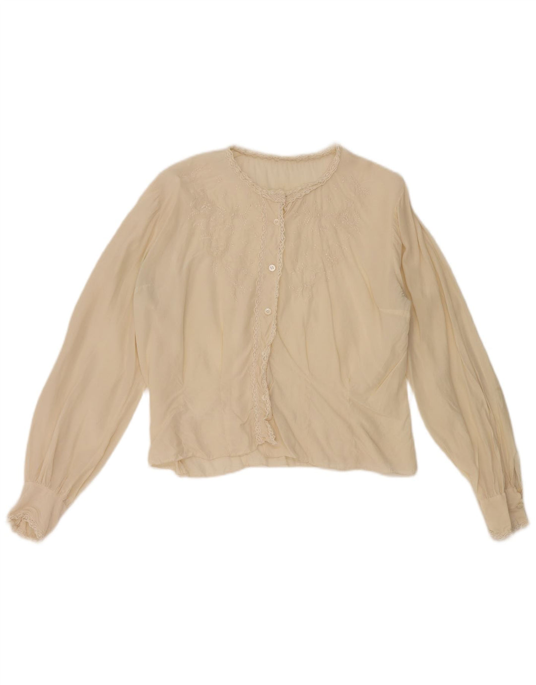 Blusa feminina vintage cropped UK 12 bege médio