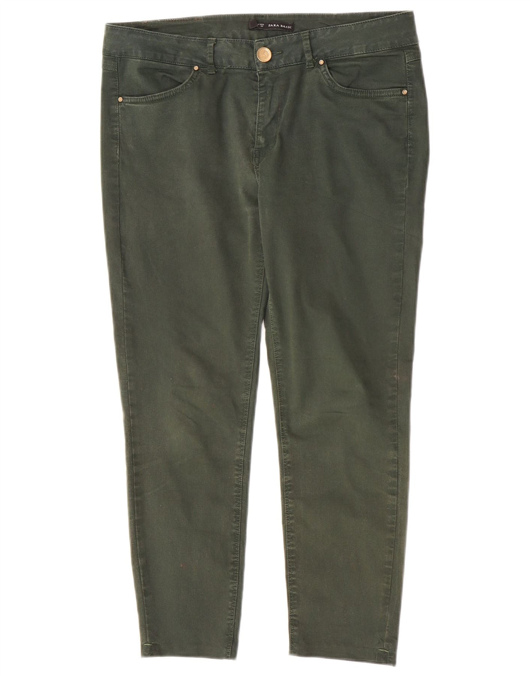 Zara Womens Crop Slim Jeans EU 40 Médio W30 L24 Verde