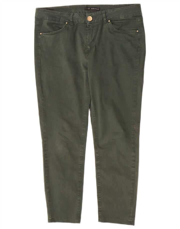 Zara Womens Crop Slim Jeans EU 40 Médio W30 L24 Verde