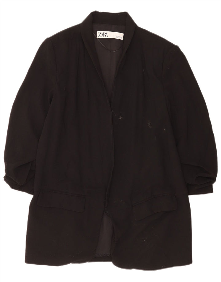 Zara Jaqueta Blazer Feminina Manga 3/4 Aberta Reino Unido 14 Médio Preto Poliéster