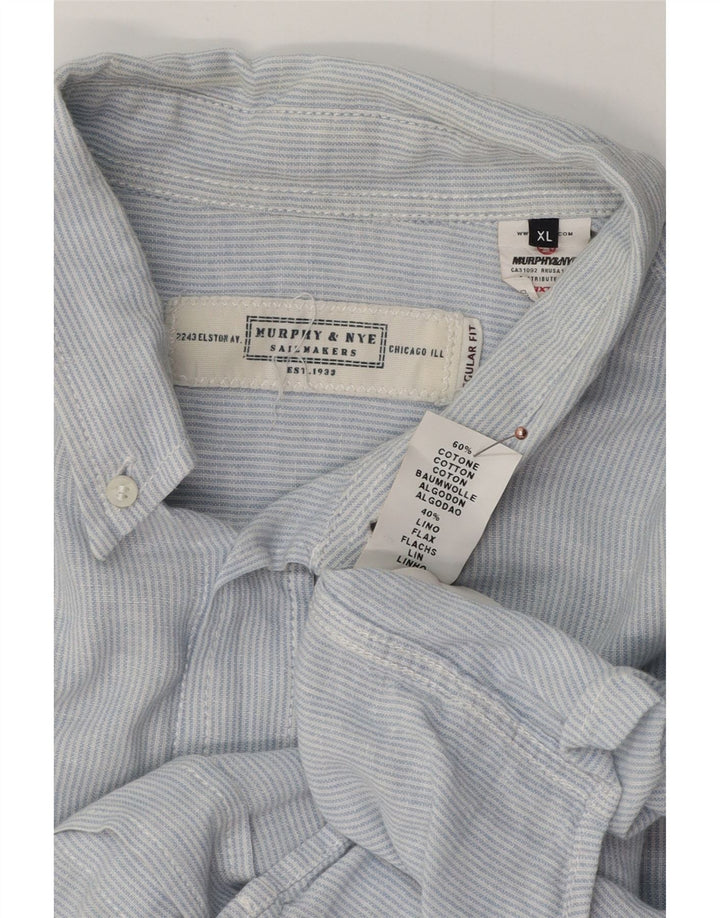 Camisa masculina MURPHY & NYE XL de algodão listrado azul